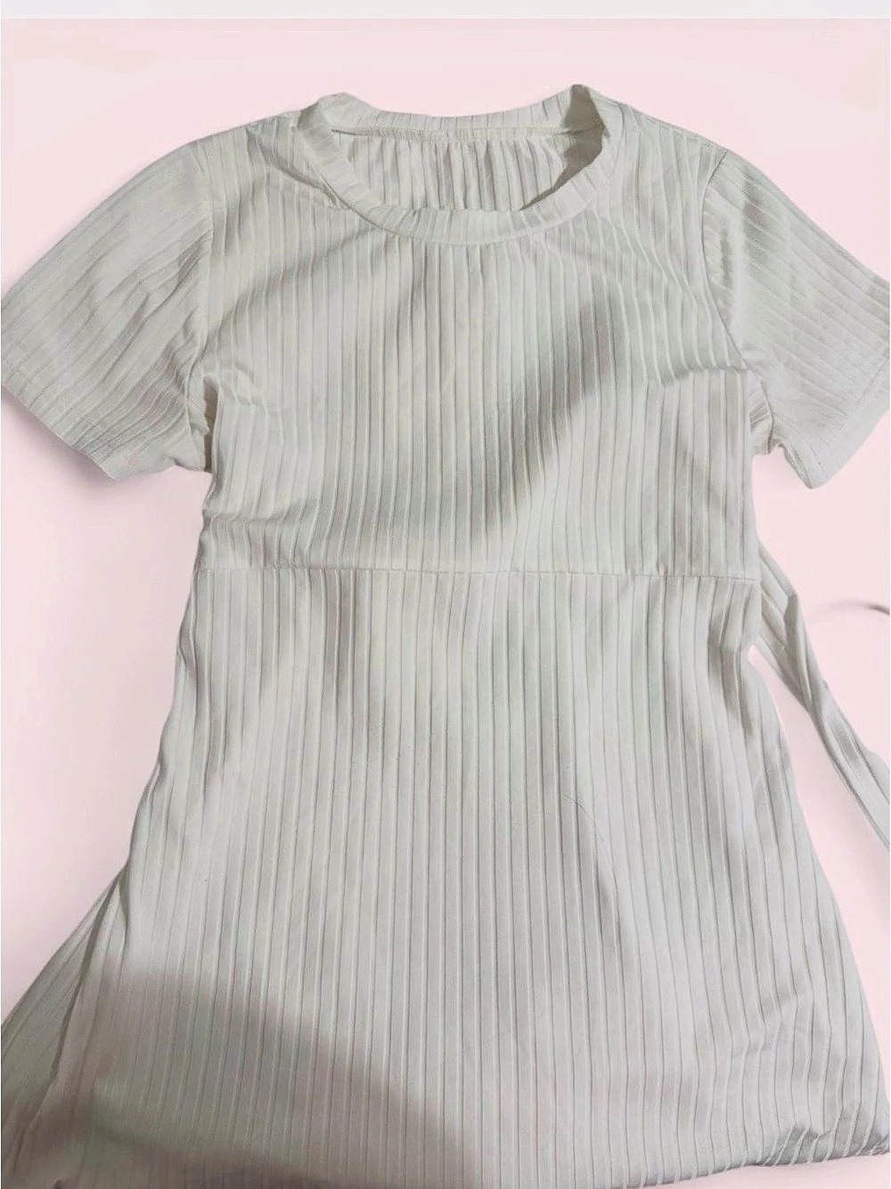 Ribbed Tie-Back Casual Top in White Like New